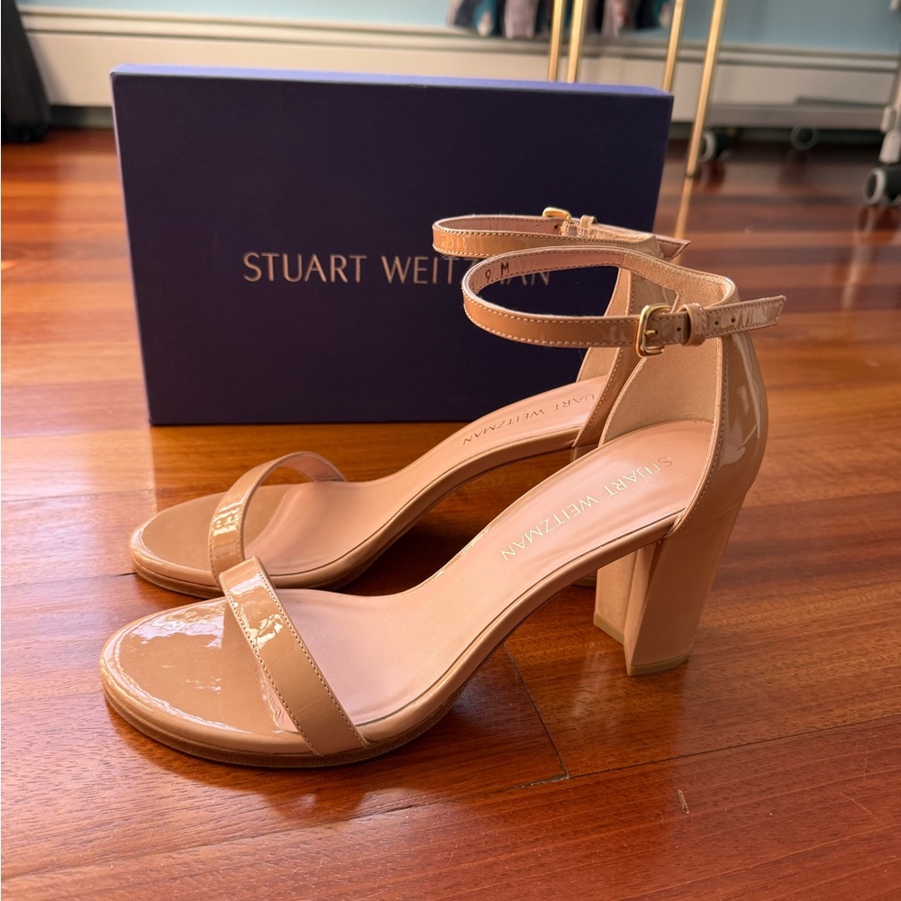 Stuart Weitzman Nude Block Heel Sandals